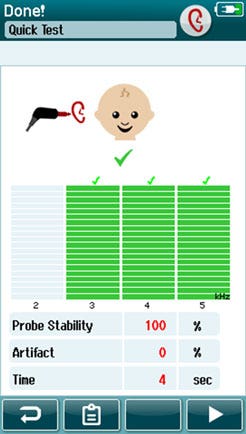 The passed test is labeled with a green checkmark and has passed three out of three at 3, 4, and 5 kilohertz.