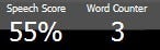 Speech score of 55% with a word count of 3.