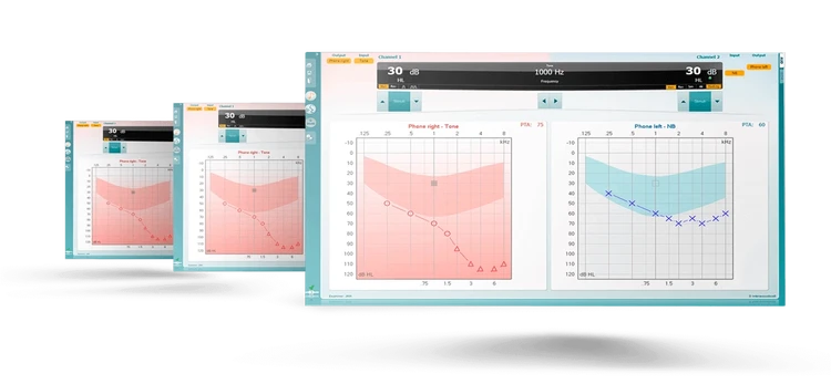 Pure tone audiometry software screen in the Diagnostic Suite