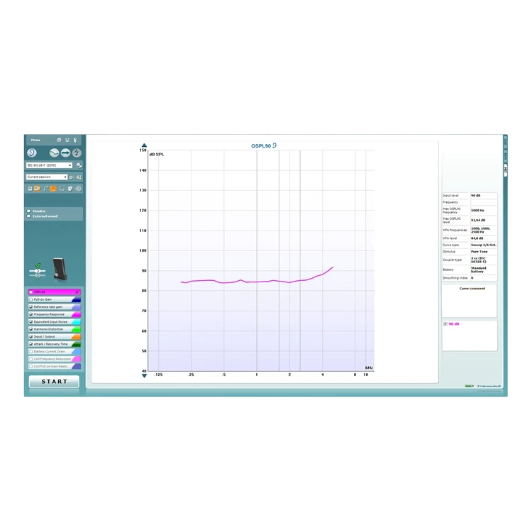 Laptop with hearing instrument testing software.
