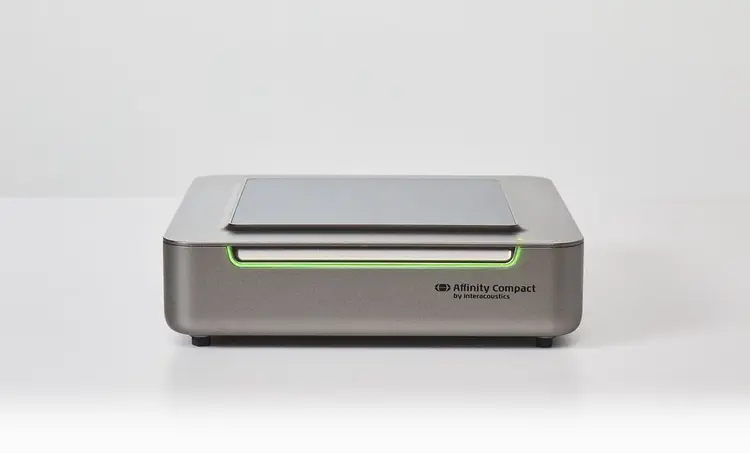 Version one of Affinity Compact. Green light on the front of the unit.