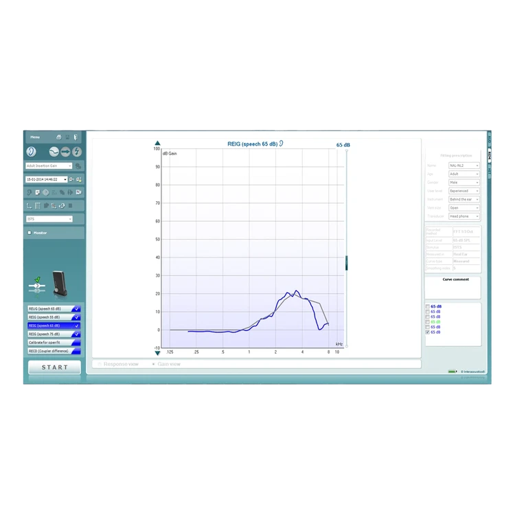 Laptop with real-ear measurement software.