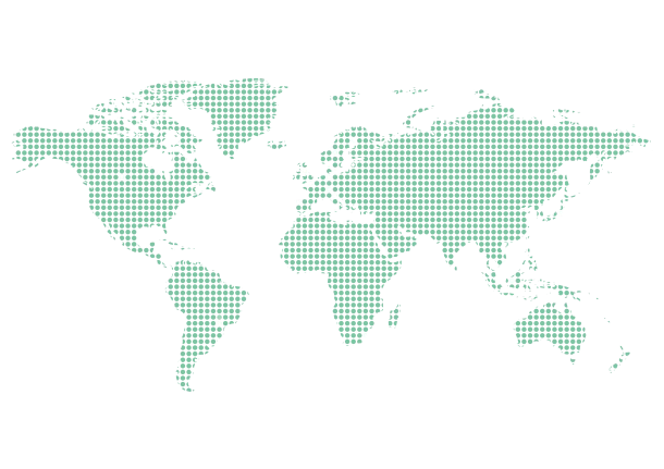 Dotted world map illustrating the worldwide distribution network
