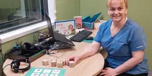 Melanie Dowling working with the Equinox Evo audiometer