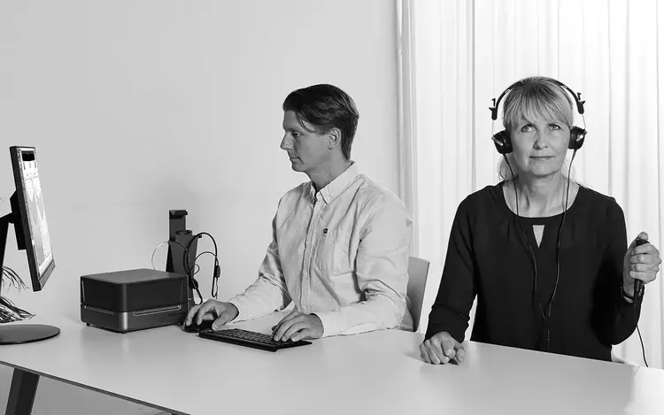 Affinity Compact hearing aid fitting system in use during a fitting session in a clinic