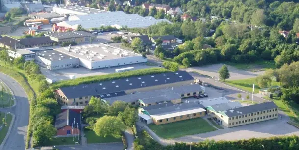 Aerial view of the Interacoustics facilities at Drejervaenget in Assens