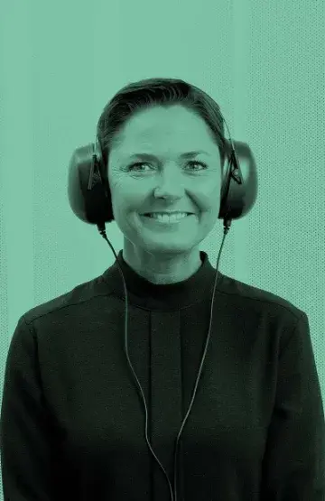 Audiometric testing in a clinic with patient wearing headphones